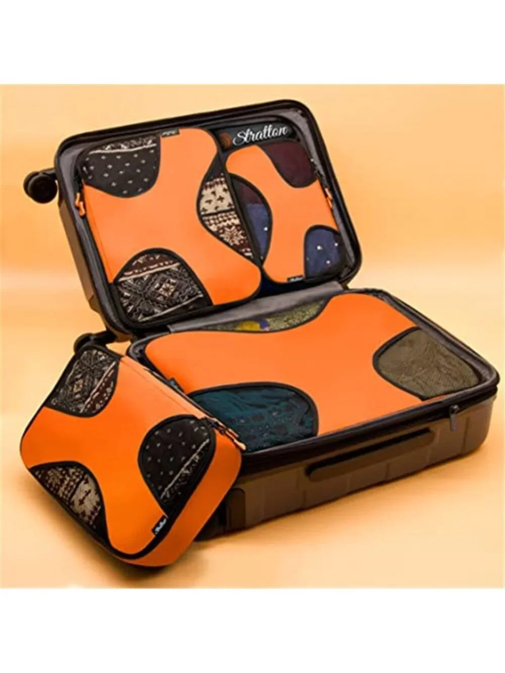 5 Set Packing Cubes Travel Luggage Organizers Laundry Bag Mandarin Orange Nylon